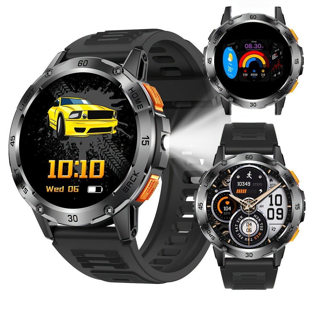 Flashlight Compass Outdoor Smartwatch for Men 100+ Sport Modes Sleep Monitor Pedometer Calorie Tracker for a Home Lash Beauty Routine