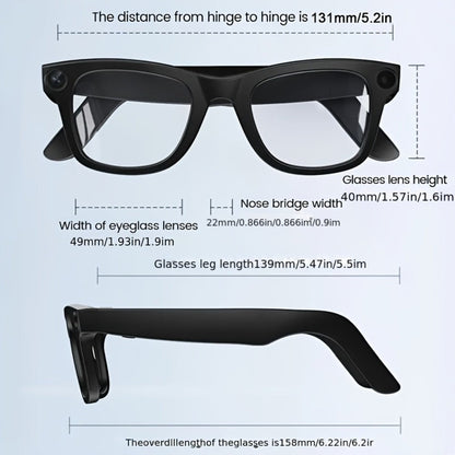 Smart Glasses Camera and Camera-Free Eyewear with Photochromic, Transparent and Black Lens Options