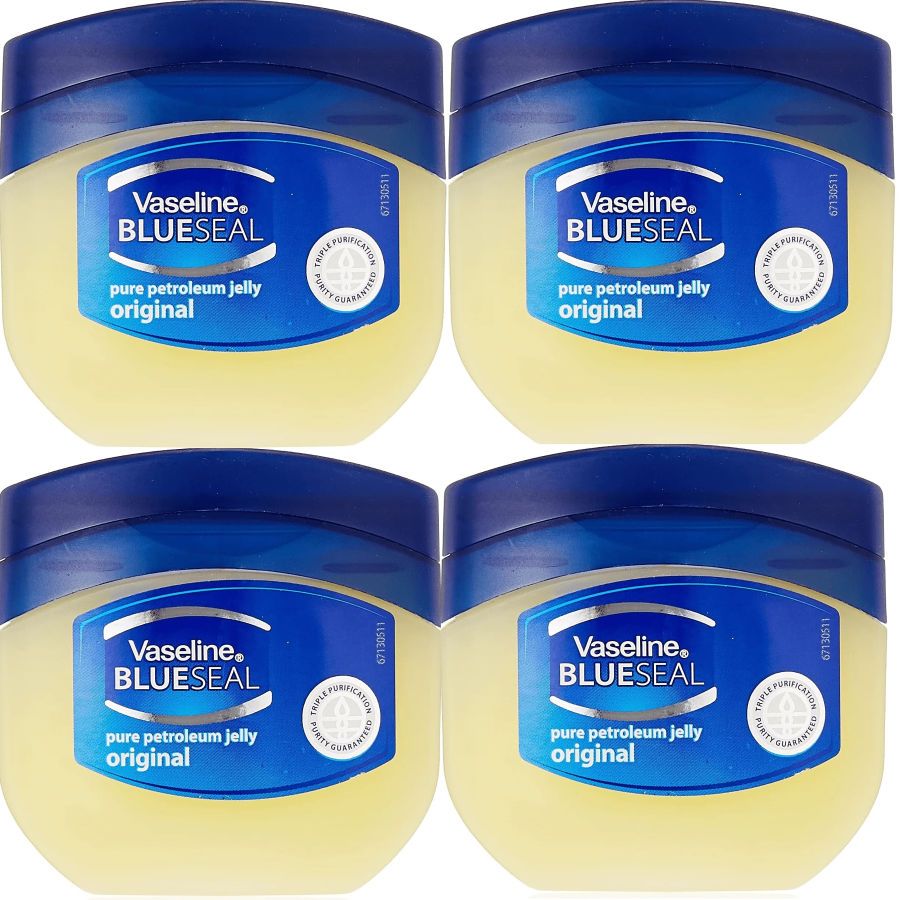 Petroleum Jelly 4-Pack Vaseline Original 50ml Each, Fragrance-Free Skin Protectant & Moisturizer for Dry