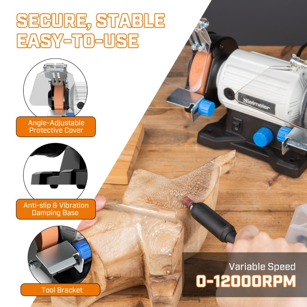 Bench Grinder 3 Inch Rotary Tool Kit 110pcs Accessories Flexible Shaft 105cm Buffer Polisher for Entryways, Bedrooms and Living Spaces