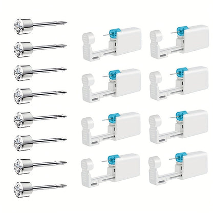 Disposable Ear Piercing Gun Set 8pcs - Stainless Steel Ear Stud Piercing Tool Kit for Entryways, Bedrooms and Living Spaces