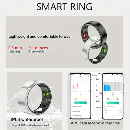 Smart Ring Fitness & Health Tracker for Men & Women, Heart Rate, Sleep, Steps, Calories, Body Temp & HRV Monitoring