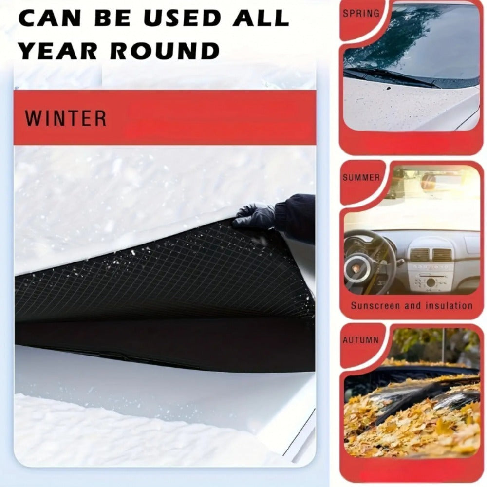 Car Windshield Snow Cover & Frost Shield 102" x 45" – Magnetic Windshield Cover with Side Window Protection for All Seasons