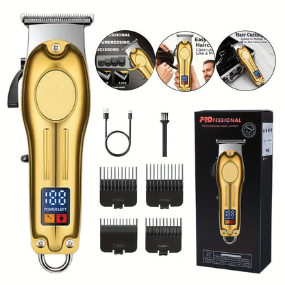 Cordless Hair Clipper Set for Men & Women – Professional Wireless Barber Clippers with T-Blade Trimmer, LED Screen, Adjustable Taper Lever