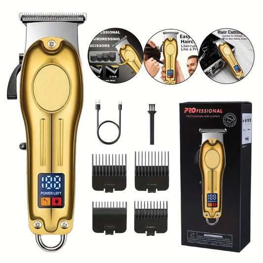 Cordless Hair Clipper Set for Men & Women – Professional Wireless Barber Clippers with T-Blade Trimmer, LED Screen, Adjustable Taper Lever