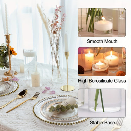 Clear Cylinder Glass Vases Set Wedding Centerpieces Home Decor for Entryways, Bedrooms and Living Spaces