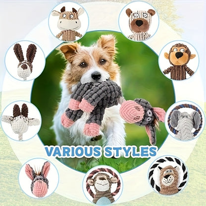 Dog Chew Toys, Squeaky Plush Rope Dog Toy Set with Animal Print for Aggressive Chewers – 6 8 or 10 Pack Interactive Tug-of-War Chew Toys