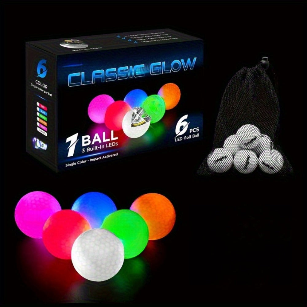 LED Golf Balls Glow in the Dark, Ultra-Bright 3-LED Night Golf Balls with 8-Min Reset Timer & Mesh Bag
