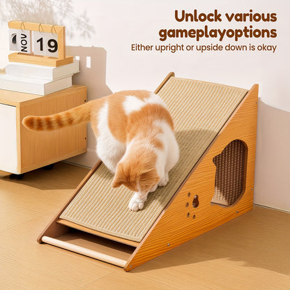 Cat Scratching Board 27 Inch Multi-Functional Sisal Scratcher with Teaser Balls – Wear-Resistant Cat Paw Pads, Furniture Protector