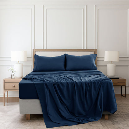 Bed Sheet Set Microfiber with Size-Dependent 3- or 4-Piece Contents and Six specified Bed Dimensions