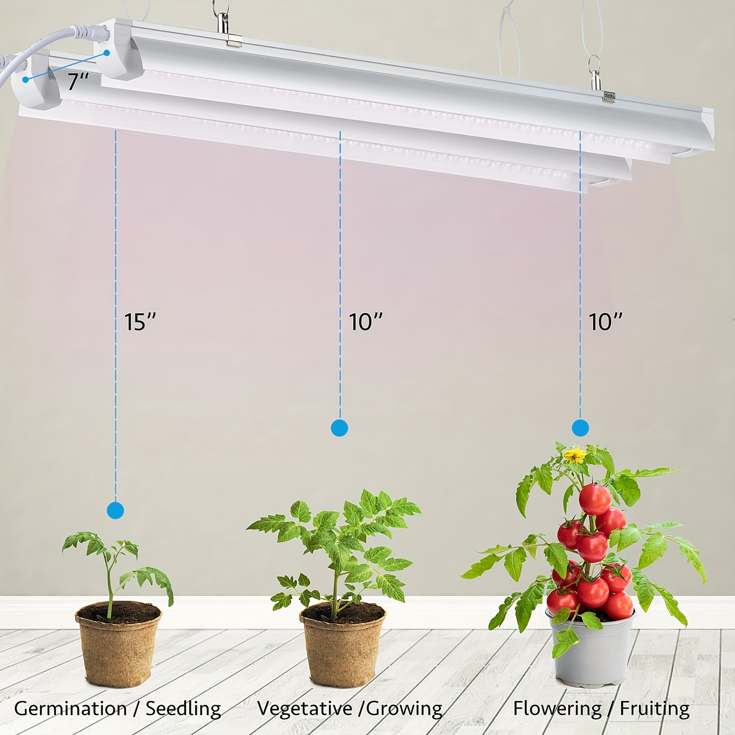 T8 Grow Light Strips 4ft 6-Pack Full Spectrum 270W, Pink White Spectrum LED 1620W Equivalent