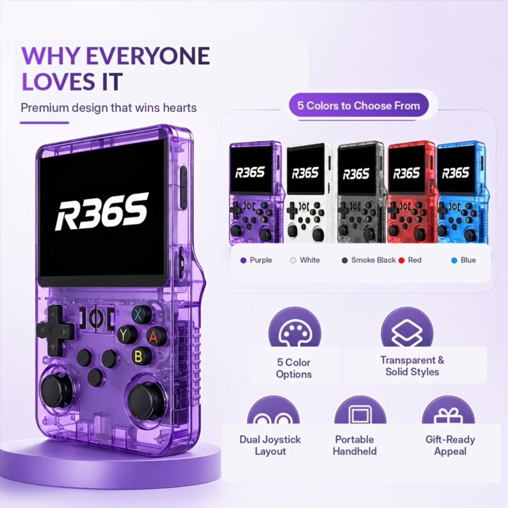 Handheld Game Console with 3.5-Inch IPS Screen, 3000mAh Battery, TF Expansion & HD TV Output
