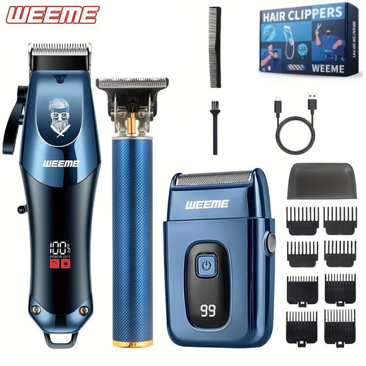 Hair Clipper WEEME One-, Two- or Three-Piece Grooming Sets with LCD Displays, USB Charging and Four Options