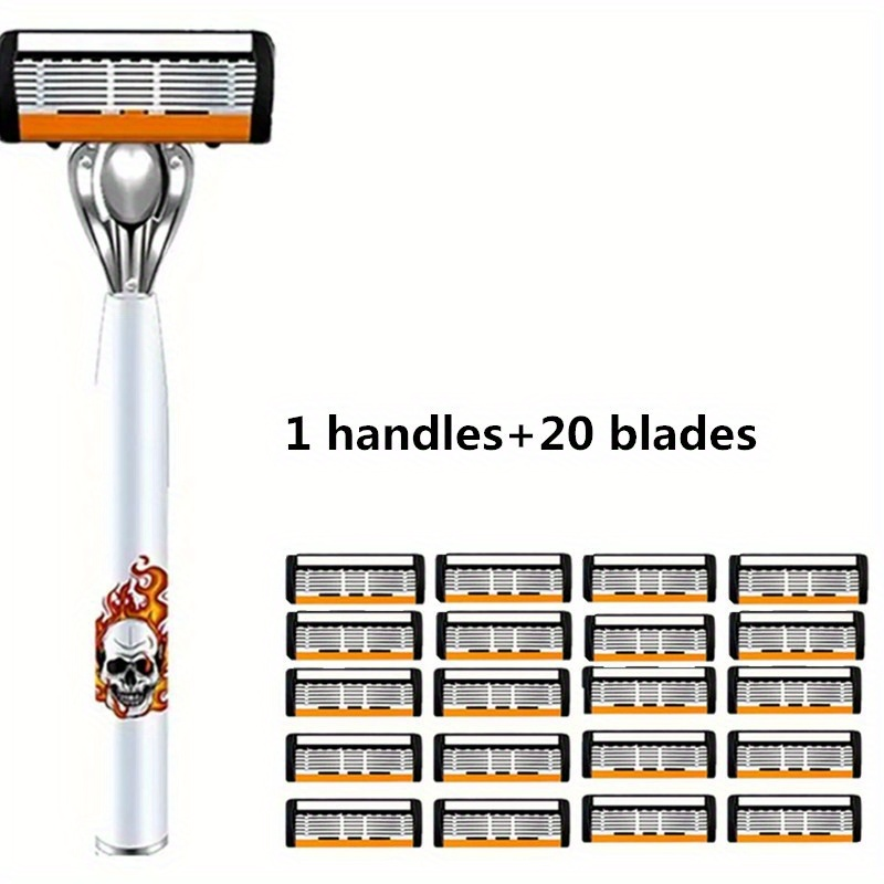 Men's Safety Razor with Replacement Blades - Anti-Slip Stainless Steel Handle Shaver for Beard & Sideburns