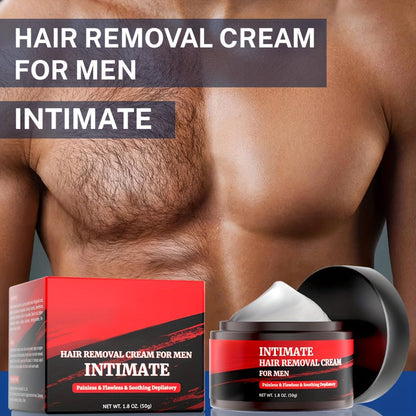 Hair Removal Cream for Men 1.8 oz 50g – Painless Gentle Depilatory for Back Chest Body & Sensitive Areas, Fast-Acting Coarse Hair Dissolving