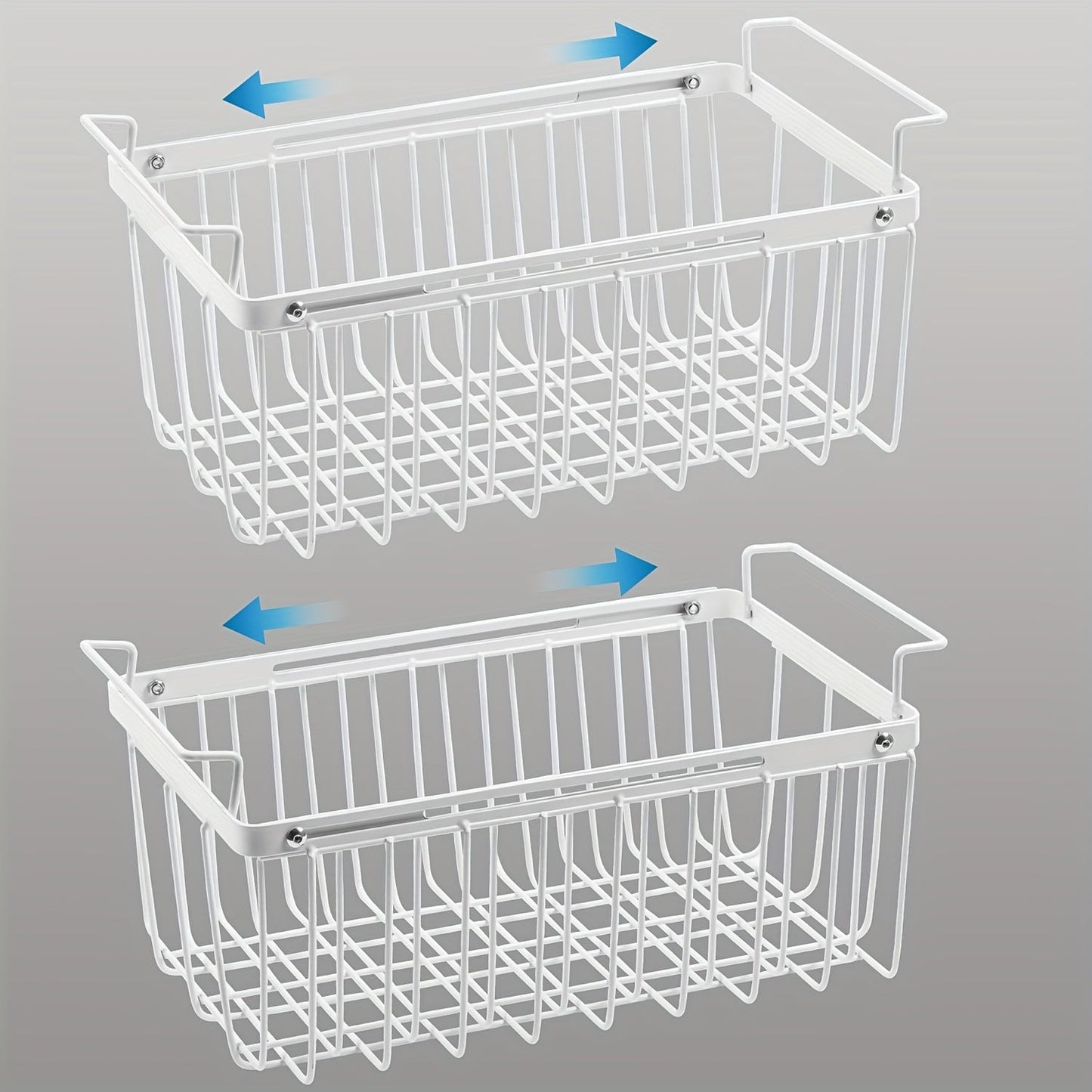 Freezer Organizer Bins, Expandable Chest Freezer Baskets with Hanging Handles – Adjustable Wire Basket 15.6" to 24.3"