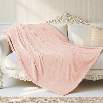 Textured Flannel Blanket in Rhinestone, Wheat-Ear, Checker and Solid Styles with Throw or Queen Options
