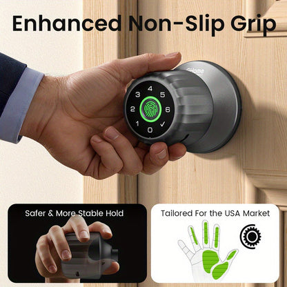 GHome KD03 PRO Smart Door Knob 4-in-1 with USB-C Charging & Gateway Remote – Fingerprint, Keypad & App, Anti-Peep, Tamper Alarm