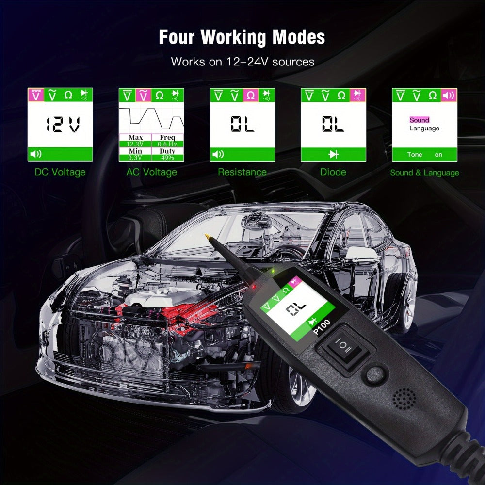 Circuit Tester Probe Kit Topdiag P100 AC DC Voltage Tester 12V 24V Car Diagnostic Tool for Entryways, Bedrooms and Living Spaces