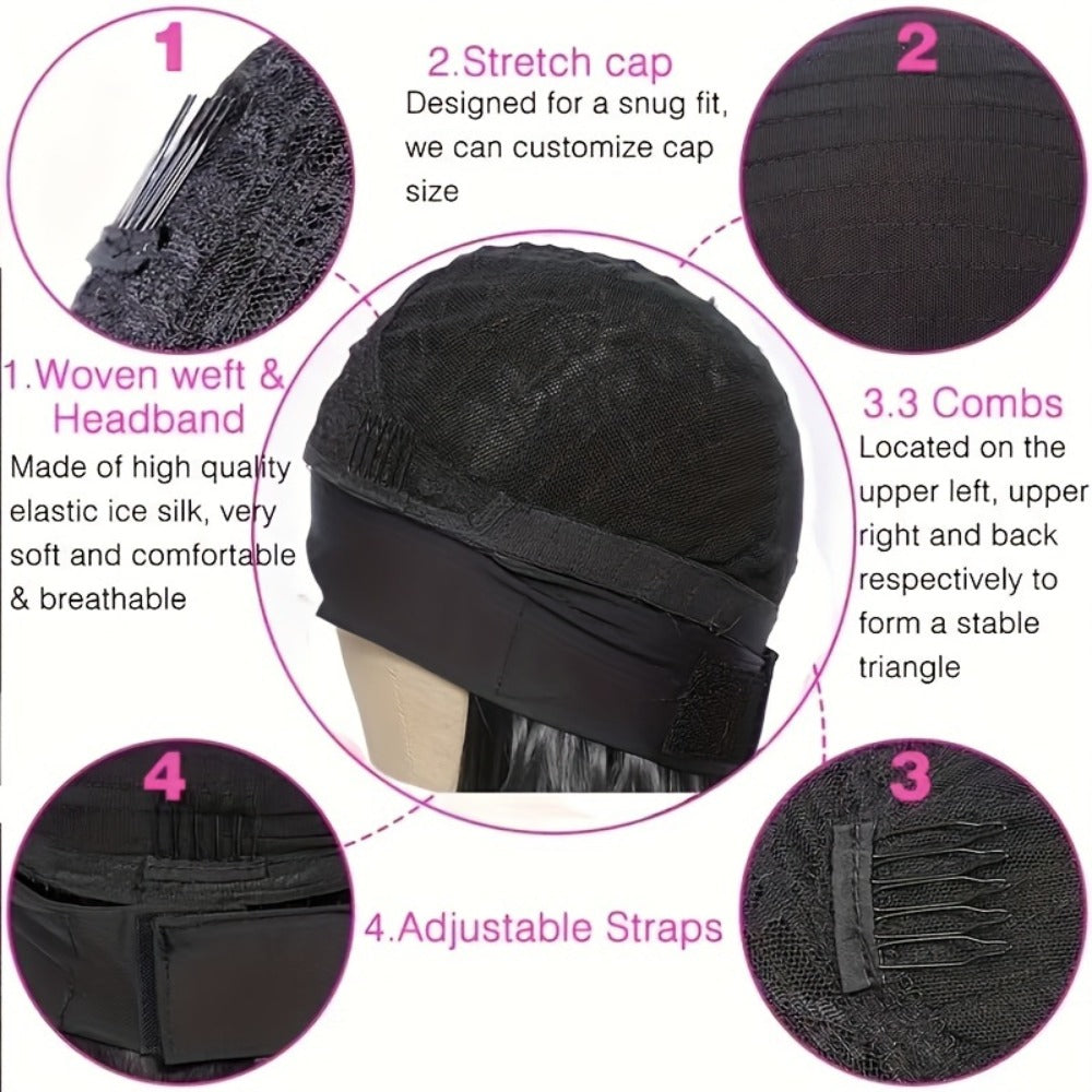 Headband Wig Human Hair Short Curly Pixie 14 Inch No Glue No Lace Glueless Wear and Go Natural, for Home, Travel and Salon Hair Styling