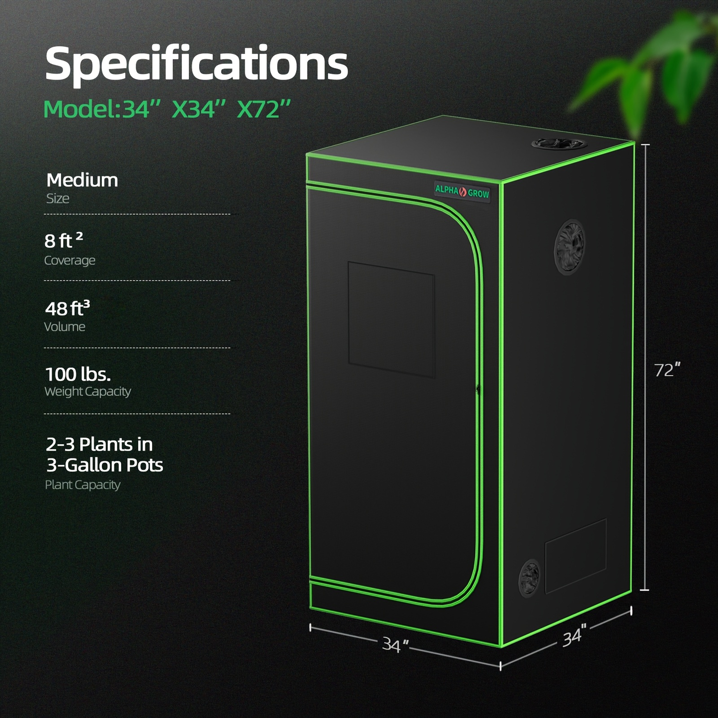 ALPHAGROW Grow Tent Greenhouse Portable 2X2/3X3/4X2/4X4 Ft High Reflective 1680D Mylar Canvas for Garden, Patio and Yard Use