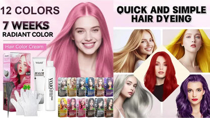 Permanent Hair Dye Kit 12 Vibrant Colors with Developer & Applicator Tools Bleach Blonde Ash for Bath Time, Home Spa and Personal Care