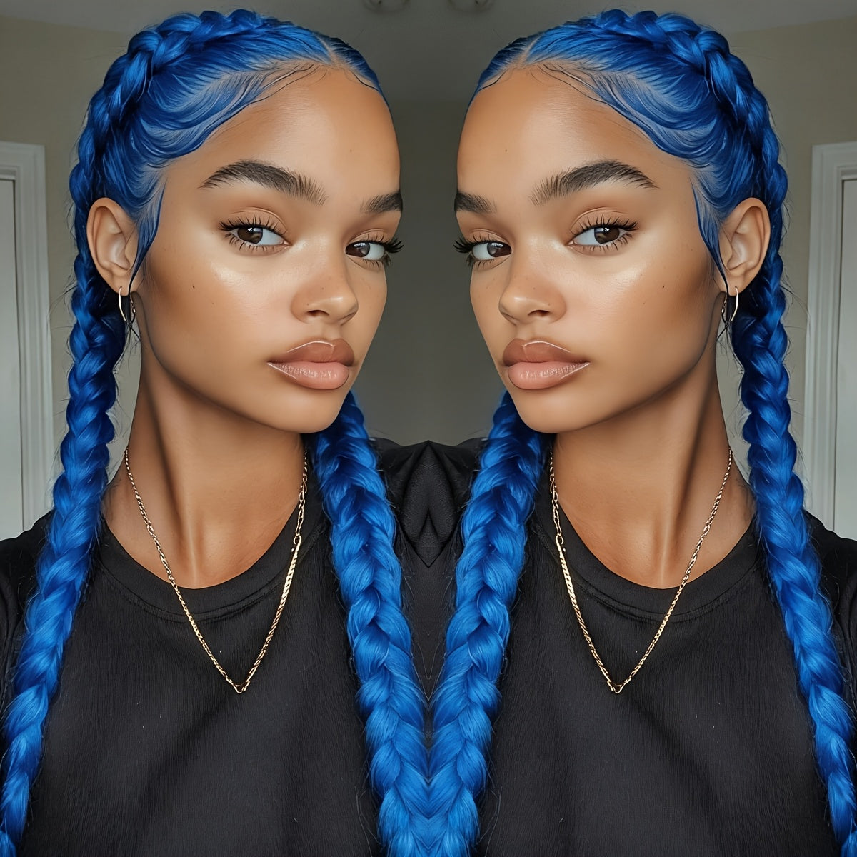 Lace Front Wig Braided Synthetic Style, 26-Inch 13x4 Front with Five Color Options and 250% Density