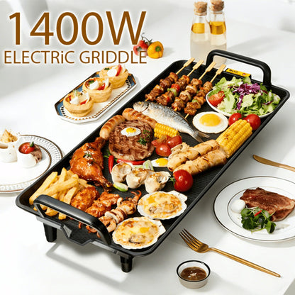 Rectangular Electric Griddle in 15.35 x 8.66 or 22.83 x 10.24 Inches with End Handles and Drip Area