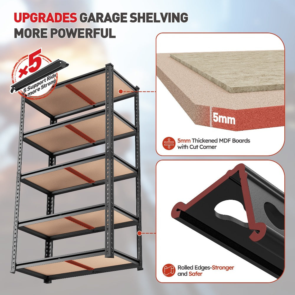 5-Tier Metal Shelving Unit for Entryways, Bedrooms and Living Spaces, with the Listed Configuration