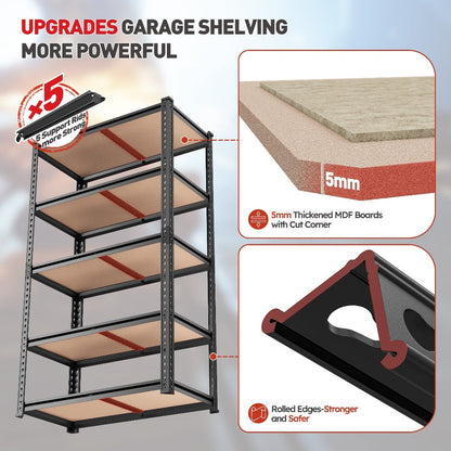 5-Tier Metal Shelving Unit for Entryways, Bedrooms and Living Spaces, with the Listed Configuration