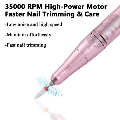 Electric Nail Drill 35000 RPM USB Rechargeable Pen with Digital Display and Three Color Options