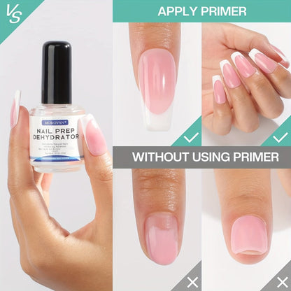 Acid Free Nail Dehydrator and Primer Set with File and Brush for Acrylic and Gel Manicure Prep