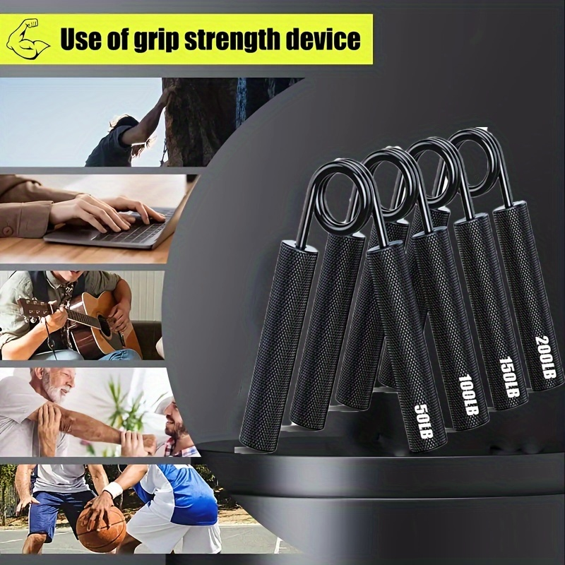 Hand Grip Strengthener Set 4pcs Heavy Duty Metal – Forearm & Wrist Trainer 50LB to 200LB Resistance, Finger Exerciser for Muscle Building