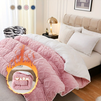 Sherpa Comforter Double-Sided Plush Taffeta, Extra Thick 500GSM Warm Fluffy Comforter for Autumn & Winter – Soft Cozy Bedding for Twin XL