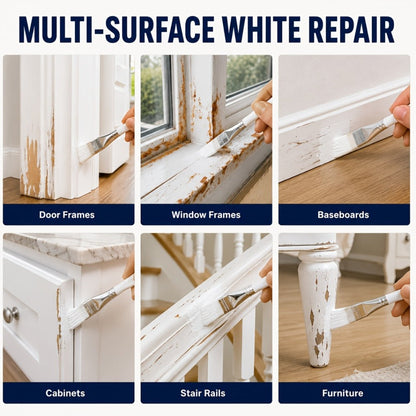Wood Filler Paste - White Trim for Door Frames, Window Frames, Baseboards & Cabinets - Covers Scratches