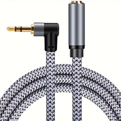 Nylon Braided 3.5mm Male to Female Audio Extension Cable Right-Angle Connectors Lossless Sound for an Everyday Personal Care Routine