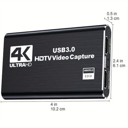 HDMI Capture Card with Microphone & 4K Loop-Out for Streaming, 1080P 60fps USB Video Recorder for Gaming