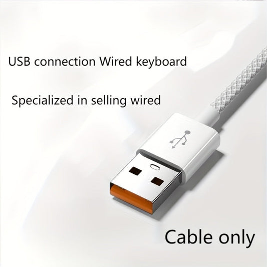 Mechanical Keyboard 104-Key Full-Size Wired USB Layout with Retro Round Keycaps, Backlighting and Control Knob
