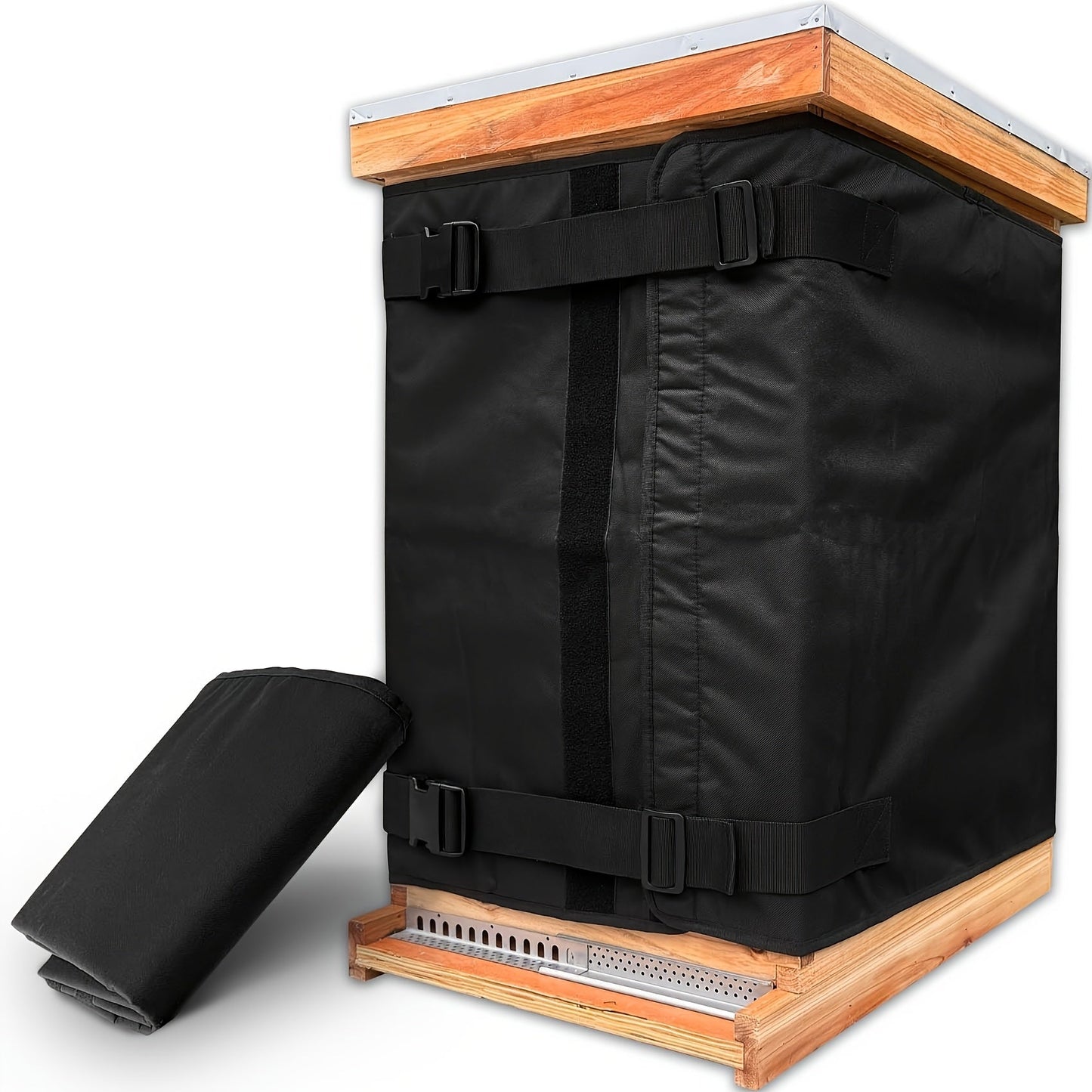 Black Beehive Winter Insulation Wrap with Adjustable Buckle Straps in 192 x 40 or 60 cm Sizes