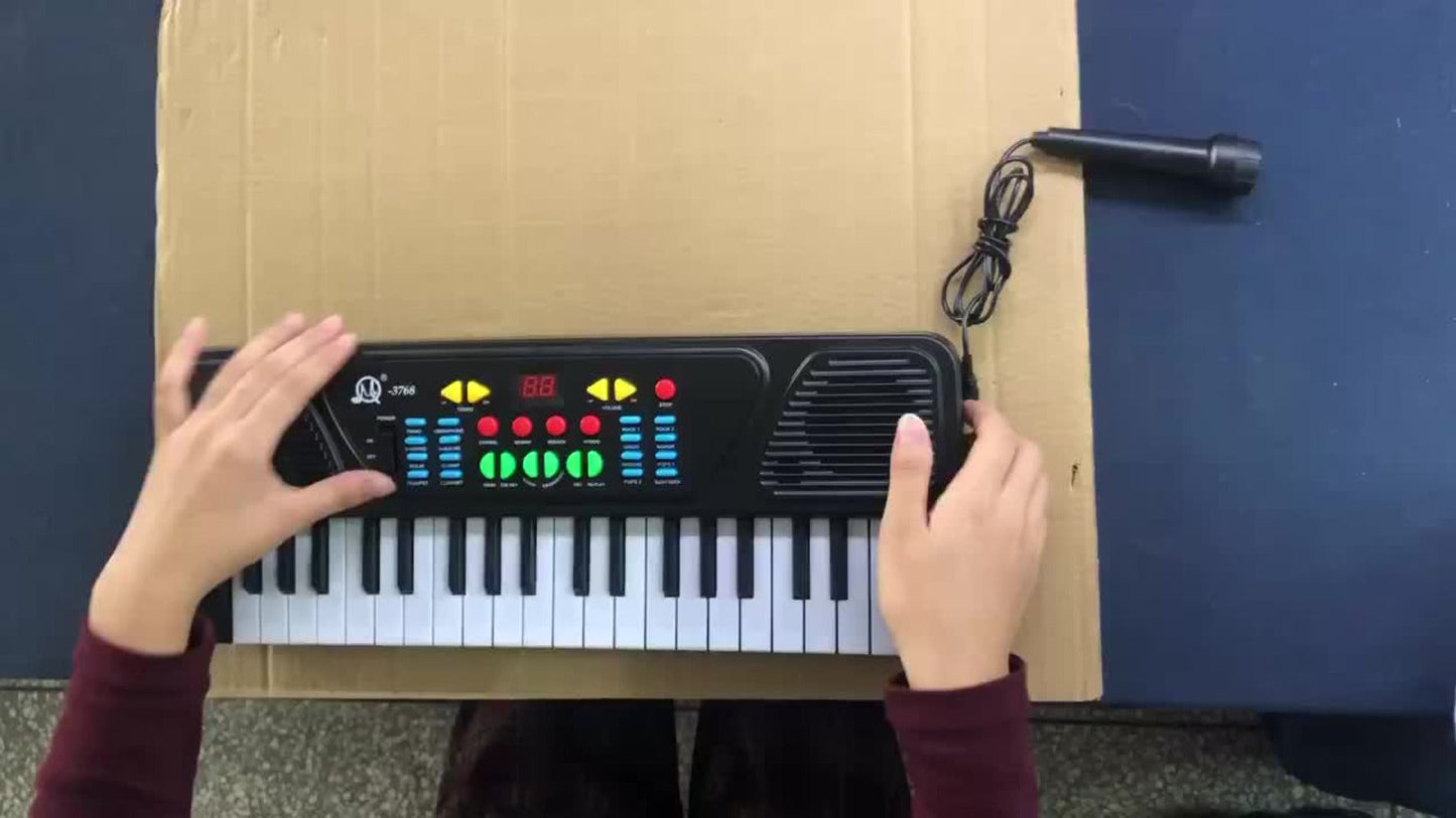 Kids Electronic Piano 37 Keys with Microphone, USB Powered Keyboard for Young Learners, Sing-Along Music Education Toy