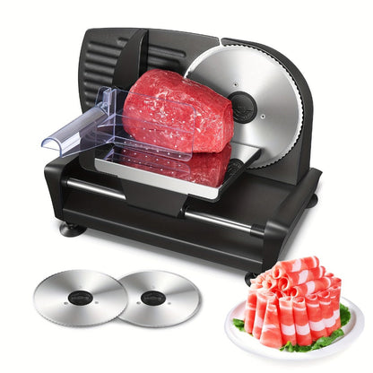 Electric Meat Slicer 200W Deli Food Slicer with Two 7.5" Removable Stainless Steel Blades for Entryways, Bedrooms and Living Spaces