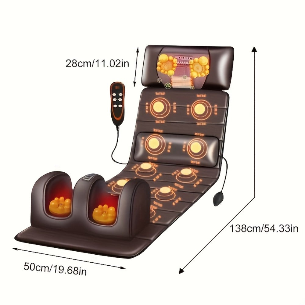 Full Body Heating Massager Set, PU Leather Massage Chair Pad with Neck Massager, Leg Massager, Lumbar Pillow & Headrest