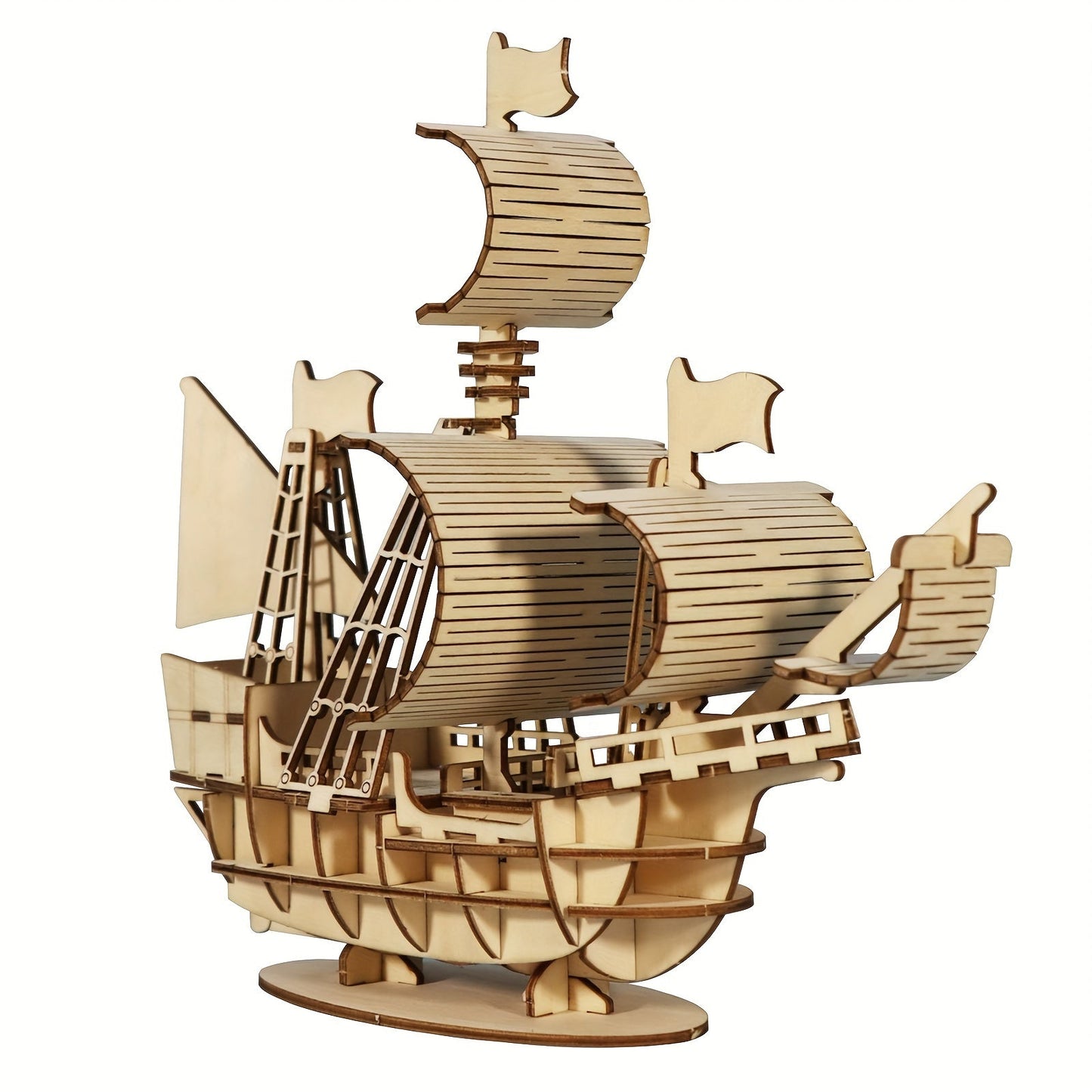 Wooden Sailing Ship Model Kit with 57 Pieces, 20 cm Length and Ocean Design for Ages 14 Plus