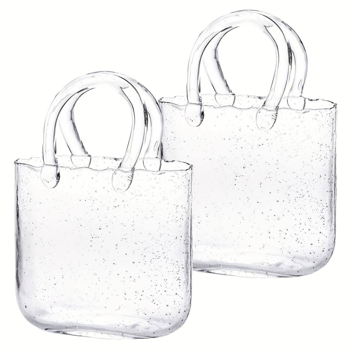 Glass Purse Vase for Flowers Glow in the Dark Vase Fish Bowl Bubble Clear Bag Vase with Handle 7.7x3.9x10.4In Unique Decorative Vases