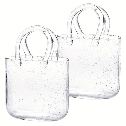 Glass Purse Vase for Flowers Glow in the Dark Vase Fish Bowl Bubble Clear Bag Vase with Handle 7.7x3.9x10.4In Unique Decorative Vases