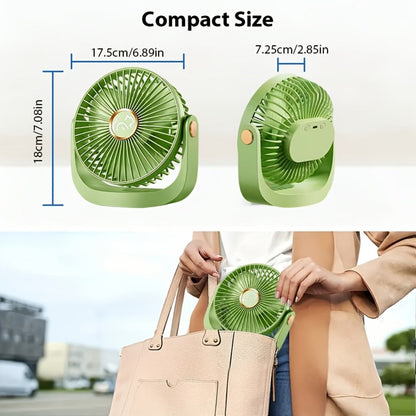 Portable Fan USB-Rechargeable Five-Speed Model with Desk, Wall, Ceiling and Hanging Placement Options