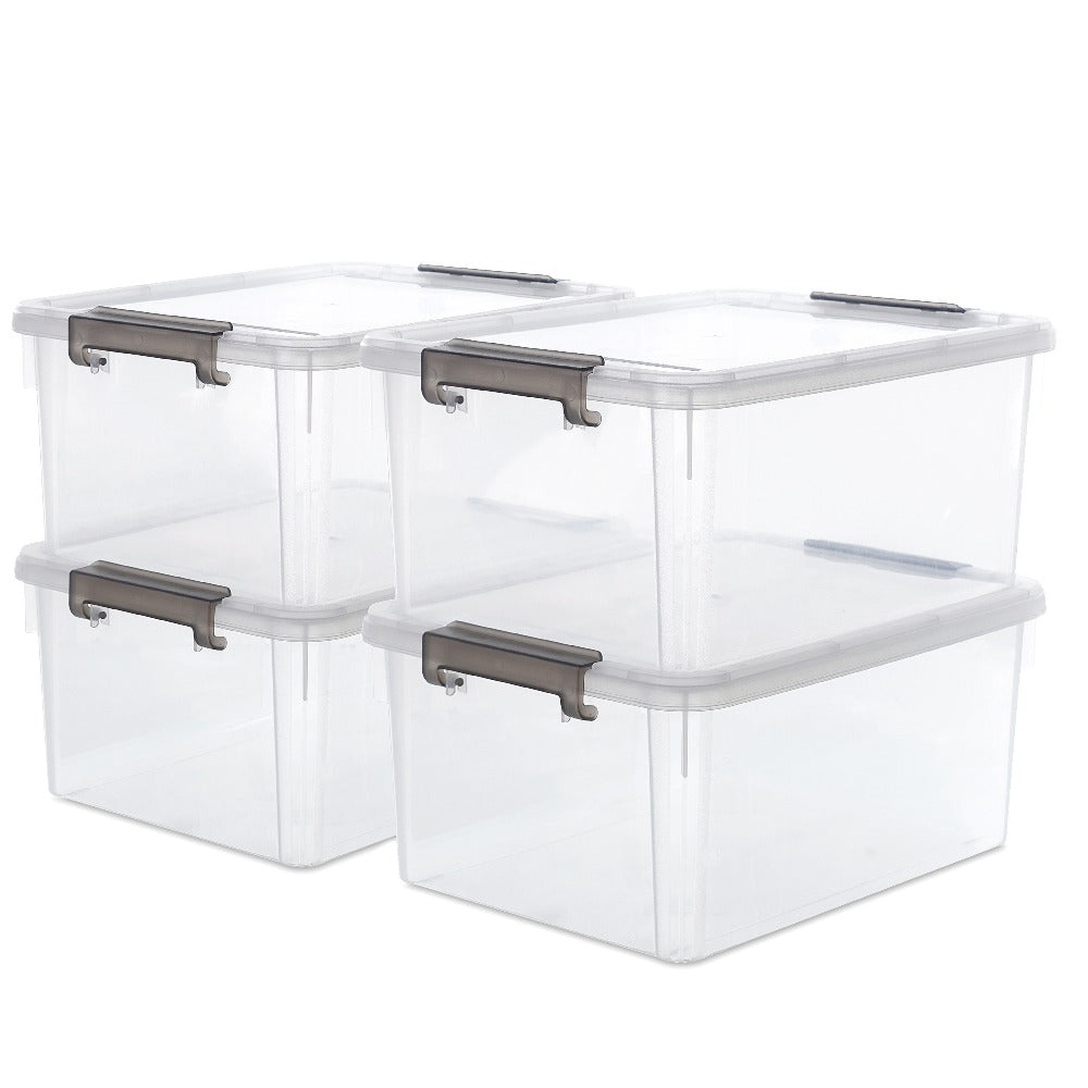 Plastic Storage Bins with Lids 4 Pack 17 Quart Stackable Clear Storage Containers for Home Cooking, Dining and Outdoor Meals