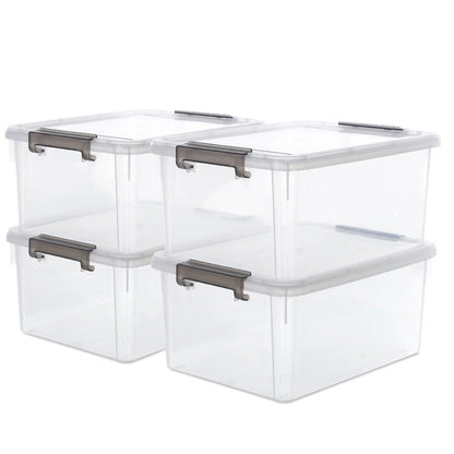 Plastic Storage Bins with Lids 4 Pack 17 Quart Stackable Clear Storage Containers for Home Cooking, Dining and Outdoor Meals
