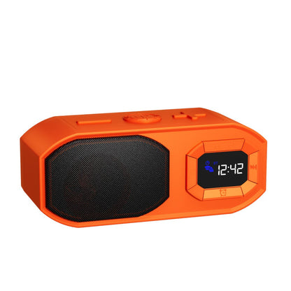 Bluetooth Speaker with Digital Alarm Clock, Fixed-Time Alarm, HD Sound, TWS Stereo Pairing, USB TF Card AUX Input