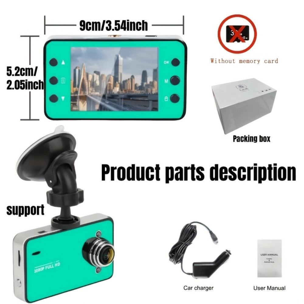 1080P Dash Cam with Night Vision & Loop Recording – 2.2" Car DVR Camera, Suction Cup Mount, Single Lens, No SD Card Required